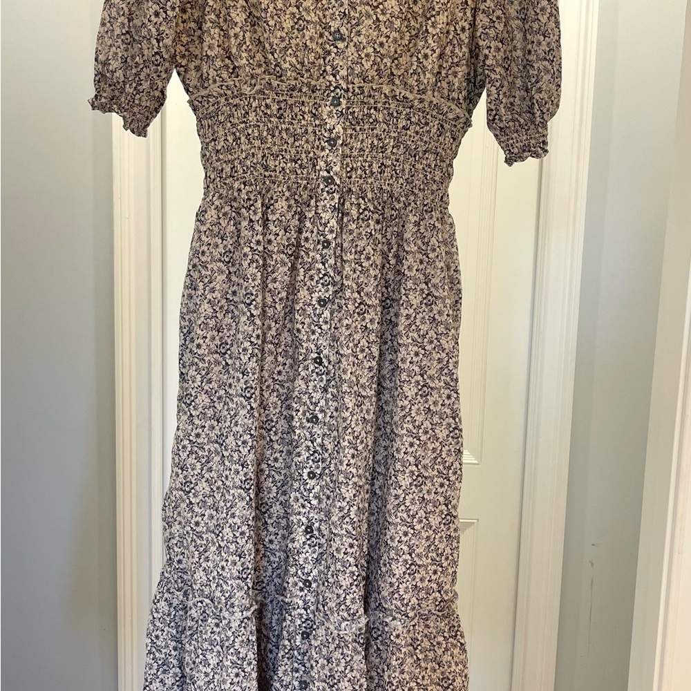Floral Puff Sleeve Midi Dress